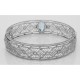 Victorian Style Filigree Blue Topaz Bangle Bracelet In Fine Sterling Silver - FBB-2-BT