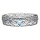 Victorian Style Filigree Blue Topaz Bangle Bracelet In Fine Sterling Silver - FBB-2-BT