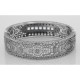 Art Deco Style Filigree Bangle Bracelet w/ Blue Topaz  Diamond Sterling Silver - FBB-5-BT