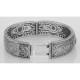 Art Deco Style Filigree Bangle Bracelet w/ Blue Topaz  Diamond Sterling Silver - FBB-5-BT