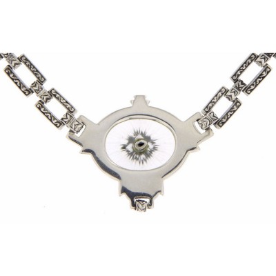 Custom Victorian Style Camphor Glass Diamond Chain - 18 inches - Sterling Silver - FC-662