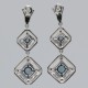 Art Deco Style London Blue Topaz Two Tiered Earrings Sterling Silver - FE-280-LBT