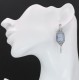 Art Deco Style Blue Sunray Crystal Dangle Filigree Earrings Diamond Accent Sterling Silver - FE-582-BLUE
