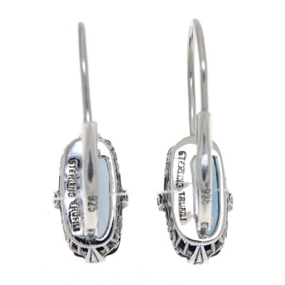 London Blue Topaz Filigree Earrings - Sterling Silver - FE-1-LBT