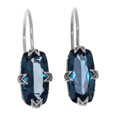 London Blue Topaz Filigree Earrings - Sterling Silver - FE-1-LBT