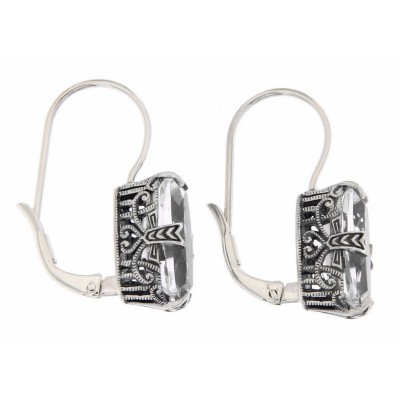 White Topaz Filigree Earrings - Sterling Silver - FE-1-WT