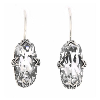 White Topaz Filigree Earrings - Sterling Silver - FE-1-WT