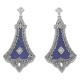 Lovely Art Deco Style Blue Lapis Lazuli Filigree Drop Earrings - Sterling Silver - FE-104-L
