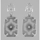 Victorian Style Camphor Glass / Diamond Filigree Earrings - Sterling Silver - FE-131-CR
