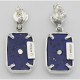 Victorian Style Blue Lapis and Diamond Filigree Earrings - Sterling Silver - FE-131-L