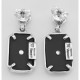 Victorian Style Black Onyx / Diamond Filigree Earrings - Sterling Silver - FE-131-O