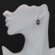 Victorian Style Black Onyx / Diamond Filigree Earrings - 14kt White Gold - FE-131-O-WG