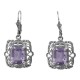 Art Deco Style 8 Carat TW Amethyst Filigree Earrings - Sterling Silver - FE-222-AM