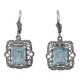 Art Deco Style Filigree 8 Carat TW Blue Topaz Earrings - Sterling Silver - FE-222-BT