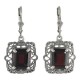 Victorian Style 8 Carat TW Red Garnet Filigree Earrings - Sterling Silver - FE-222-G