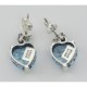 Beautiful Heart Shaped Blue Topaz Earrings - Sterling Silver - FE-243-BT