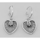 Antique Style Heart Shaped Filigree Earrings w/ Diamond - Sterling Silver - FE-247-D