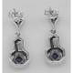 Sapphire and White Topaz Filigree Earrings - Sterling Silver - FE-365-S
