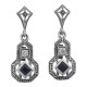 Sapphire and White Topaz Filigree Earrings - Sterling Silver - FE-365-S