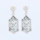 Art Deco Genuine Emerald and White Topaz Filigree Earrings - Sterling Silver - FE-366-E