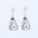 Art Deco Style Ruby and White Topaz Filigree Earrings - Sterling Silver - FE-367-R