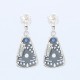 Art Deco Blue Sapphire and White Topaz Filigree Earrings - Sterling Silver - FE-367-S