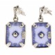 Filigree Blue Crystal / Sapphire Art Deco Earrings - Sterling Silver - FE-372-BLUE-S