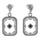 Art Deco Camphor Glass Sapphire Diamond Filigree Earrings Sterling Silver - FE-372-CR-S