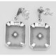 Art Deco Sunray Camphor Glass Sapphire Diamond Filigree Earrings Sterling Silver - FE-372-SR-S
