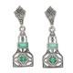 Art Deco Style Genuine Emerald / White Topaz Filigree Earrings Sterling Silver - FE-373-E
