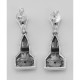 Art Deco Style Genuine Sapphire / White Topaz Filigree Earrings Sterling Silver - FE-373-S
