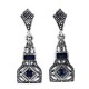 Art Deco Style Genuine Sapphire / White Topaz Filigree Earrings Sterling Silver - FE-373-S