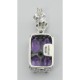 Art Deco Style Amethyst w/ Diamond Earrings - Sterling Silver - FE-376-AM