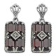 Art Deco Style Garnet and Diamond Earrings - Sterling Silver - FE-376-G