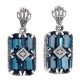 Art Deco Style London Blue Topaz w/ Diamond Earrings - Sterling Silver - FE-376-LBT