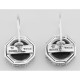 Unique Art Deco Black Onyx and White Topaz Filigree Earrings - Sterling Silver - FE-473-WT