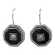 Unique Art Deco Black Onyx and White Topaz Filigree Earrings - Sterling Silver - FE-473-WT