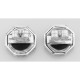 Classic Art Deco Filigree Black Onyx and White Topaz Earrings - Sterling Silver - FE-474-WT