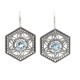 Art Deco Style Blue Topaz Filigree Earrings - Sterling Silver - FE-281-BT