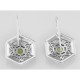 Art Deco Style Peridot Filigree Earrings - Sterling Silver - FE-281-P
