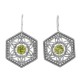 Art Deco Style Peridot Filigree Earrings - Sterling Silver - FE-281-P