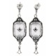 Art Deco Style Sunray Crystal Dangle Filigree Diamond Earrings Sterling Silver - FE-582-SR