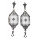 Art Deco Style Sunray Crystal Dangle Filigree Diamond Earrings Sterling Silver - FE-582-SR