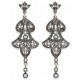 Filigree Fine White Topaz  Pearl Chandelier Drop Earrings - Sterling Silver - FE-78