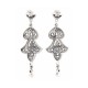 Filigree Fine White Topaz  Pearl Chandelier Drop Earrings - Sterling Silver - FE-78