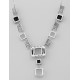 Art Deco Style Onyx and Quartz Crystal Necklace - Sterling Silver - FN-211-CR-O