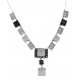 Art Deco Style Onyx and Quartz Crystal Necklace - Sterling Silver - FN-211-CR-O