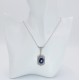Art Deco Style Blue Lapis Lazuli and Diamond Pendant and Chain - Sterling Silver - FN-69-L