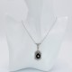 Art Deco Style Black Onyx and Diamond Pendant and Chain - Sterling Silver - FN-69-O