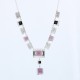 Art Deco Style Amethyst and Onyx Necklace - Sterling Silver - FN-211-AM-O